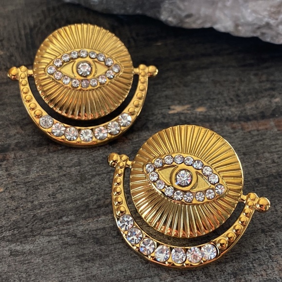 NEW Protection Eye Rhinestone Dangle Earrings - Picture 4 of 9